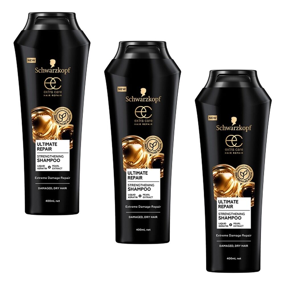 Schwarzkopf Extra Care Ultimate Repair Strengthening Shampoo 400mL Pack of 3