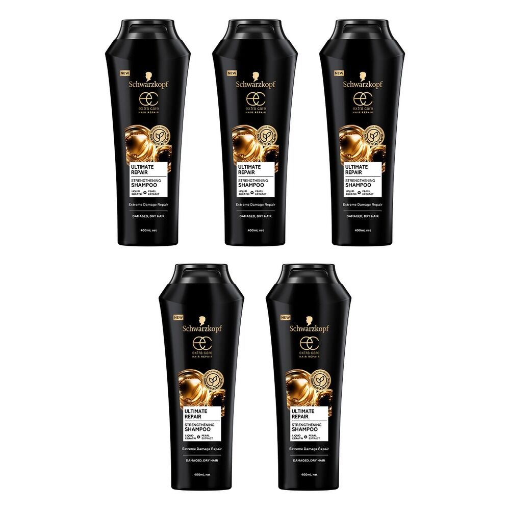 Schwarzkopf Extra Care Ultimate Repair Strengthening Shampoo 400mL Pack of 5