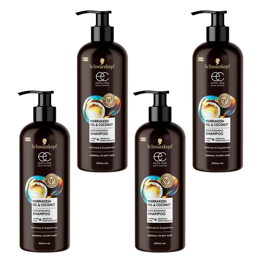 Schwarzkopf Extra Care Marrakesh Oil & Coconut Replenishing Shampoo Bundle of 4
