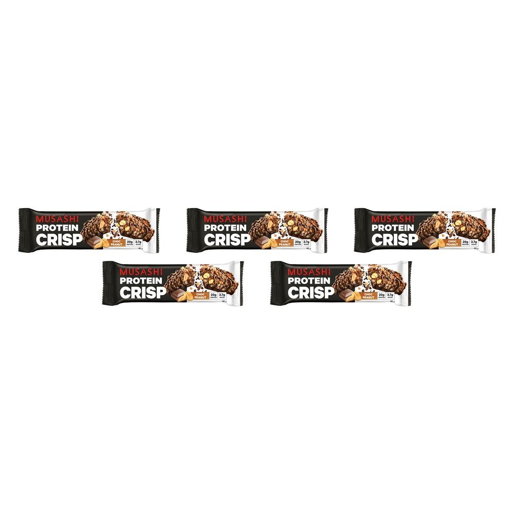 Musashi Protein Crisp Choc Peanut 60g x 12 Bundle of 5
