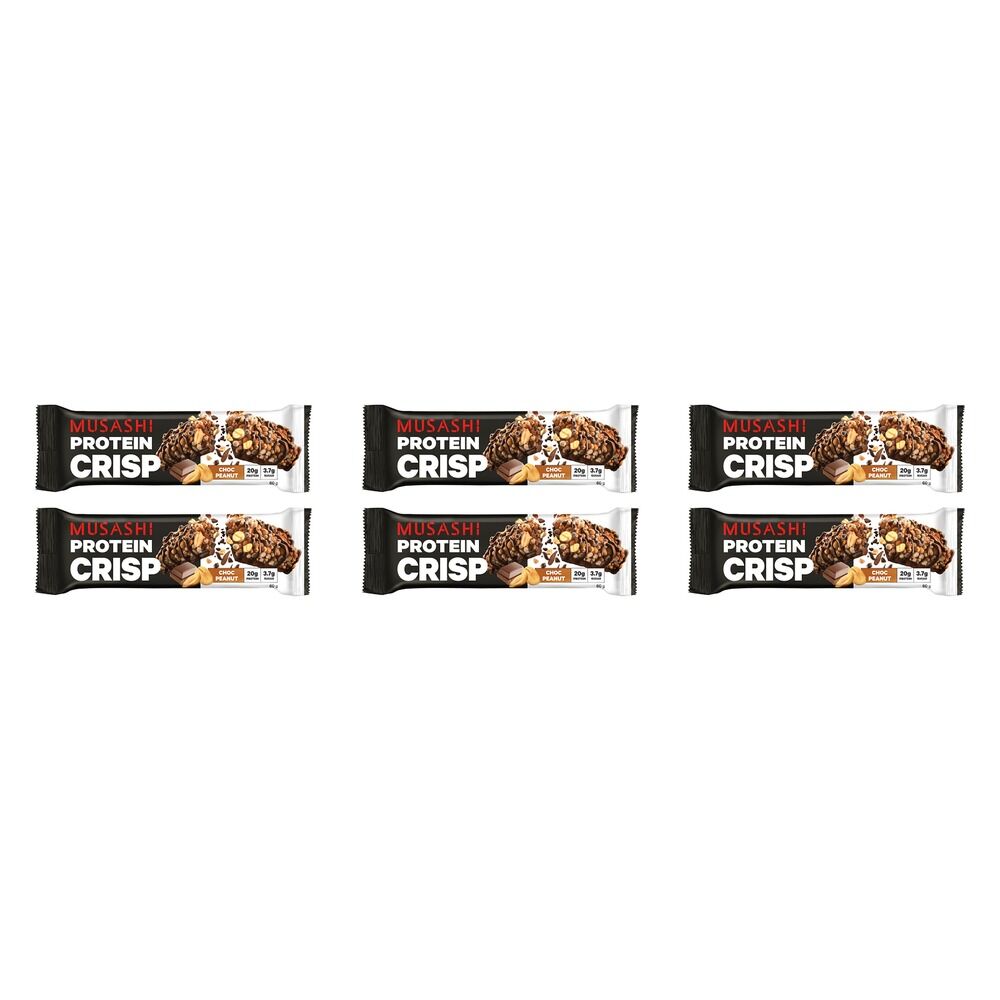 Musashi Protein Crisp Choc Peanut 60g x 12 Bundle of 6