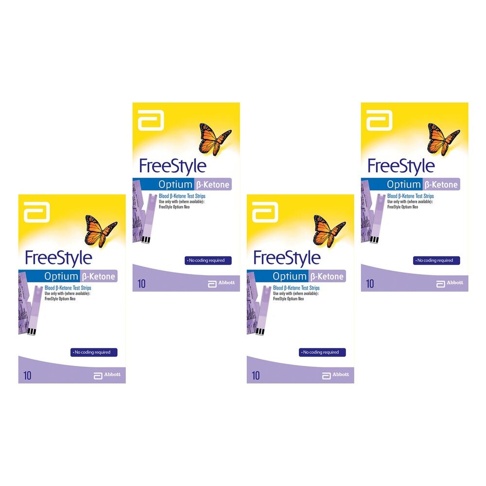 Abbott Freestyle Optium Ketone Strips 10 Pack Bundle of 4