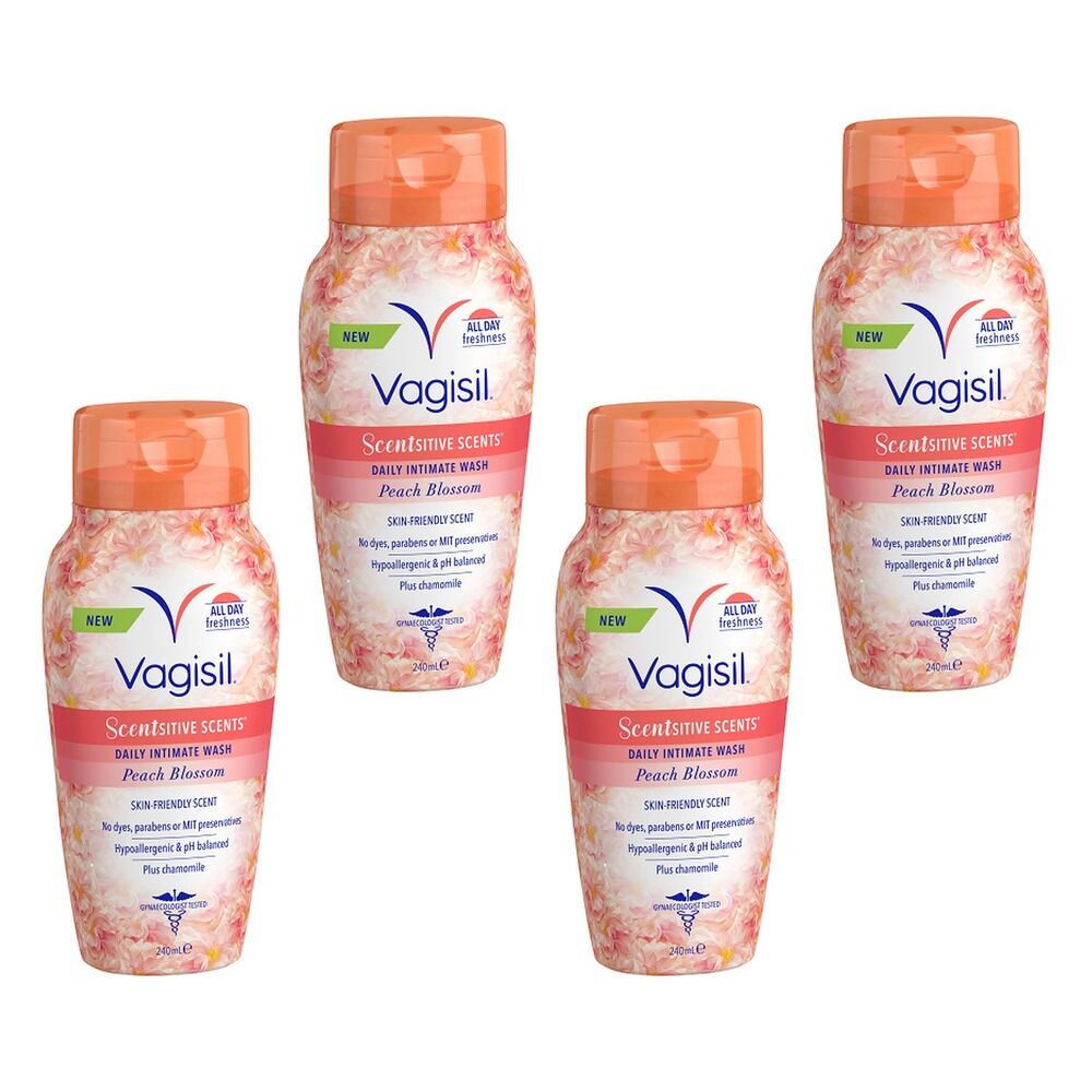 Vagisil Scentsitive Scents Peach Blossom Intimate Wash 240mL x 3 Bundle of 4