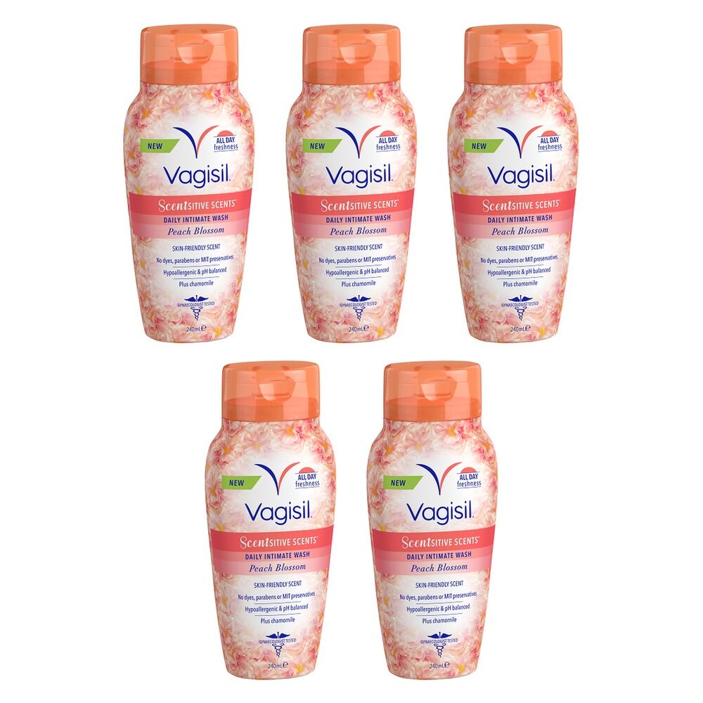 Vagisil Scentsitive Scents Peach Blossom Intimate Wash 240mL x 3 Bundle of 5