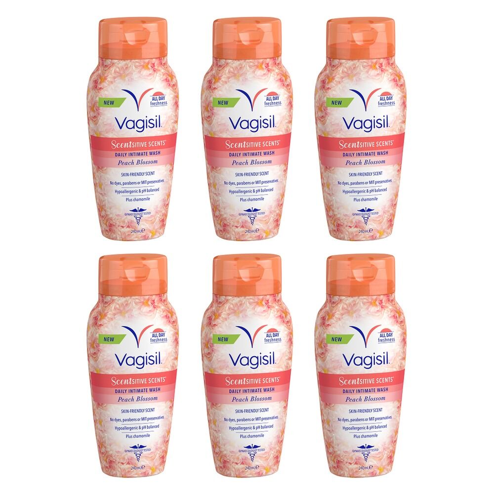 Vagisil Scentsitive Scents Peach Blossom Intimate Wash 240mL x 3 Bundle of 6