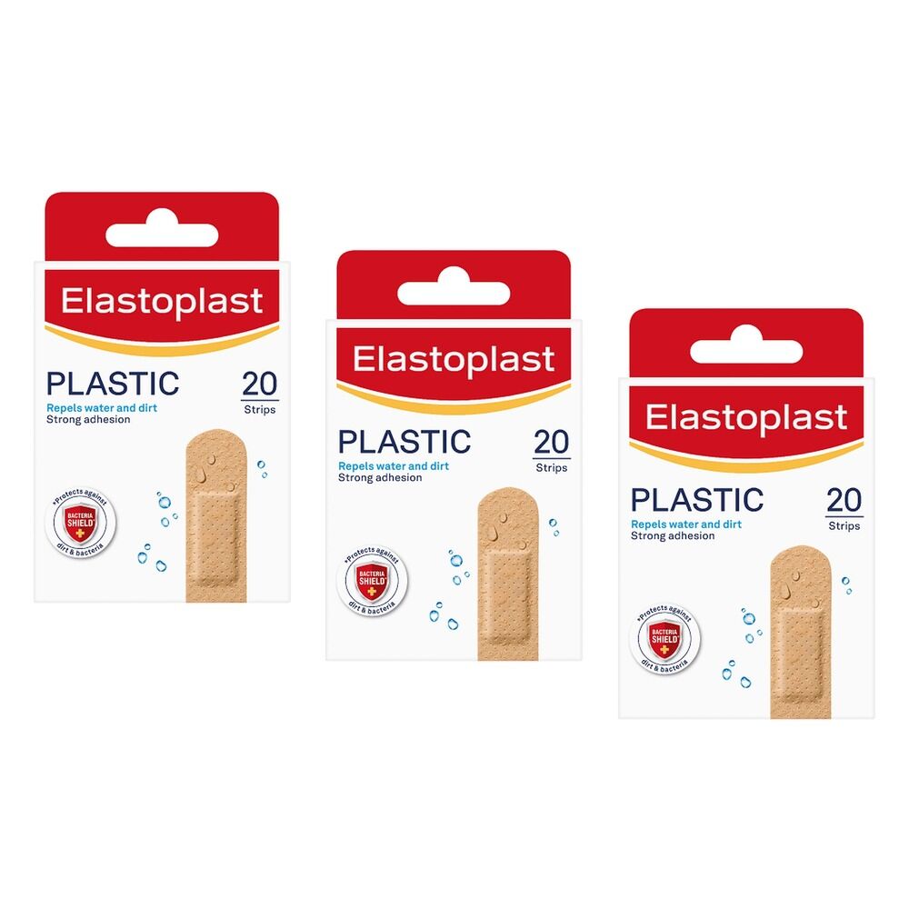 Elastoplast Plastic Strip Plasters 20 Pack Bundle of 3