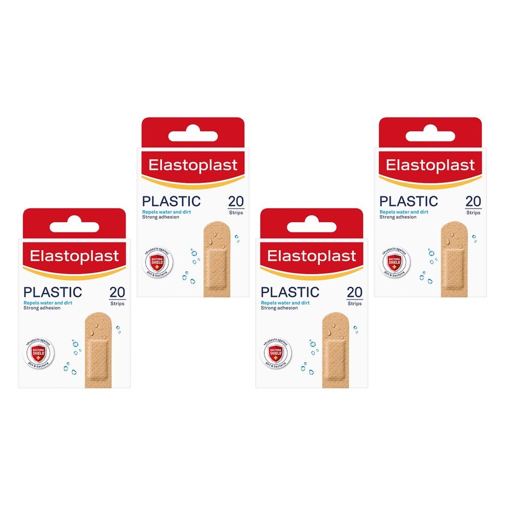 Elastoplast Plastic Strip Plasters 20 Pack Bundle of 4
