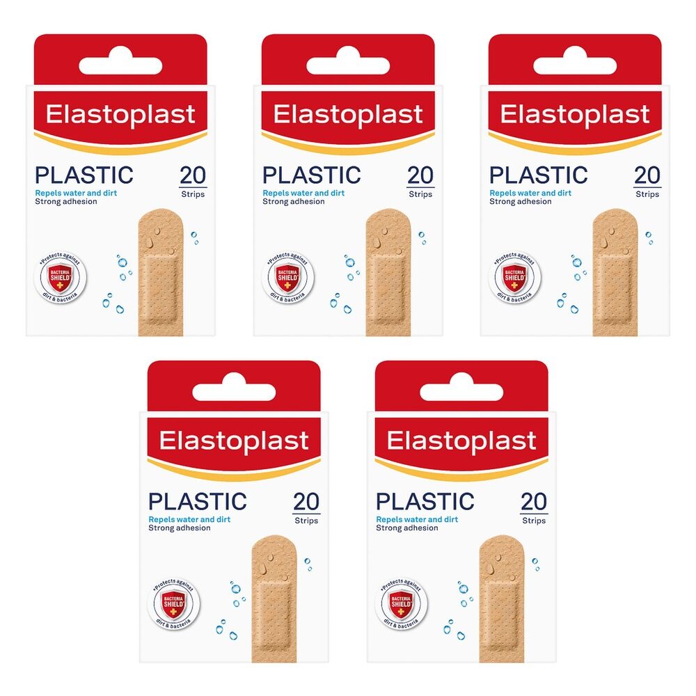 Elastoplast Plastic Strip Plasters 20 Pack Bundle of 5
