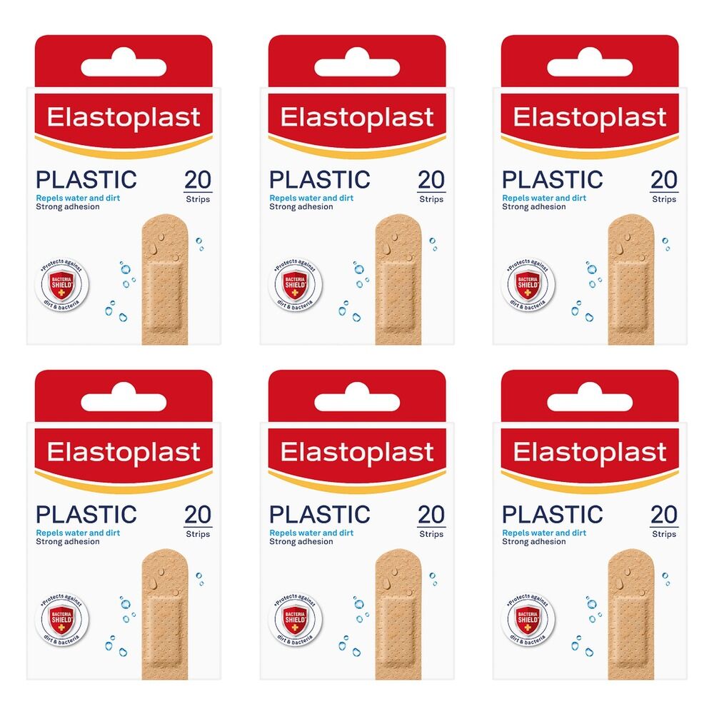 Elastoplast Plastic Strip Plasters 20 Pack Bundle of 6