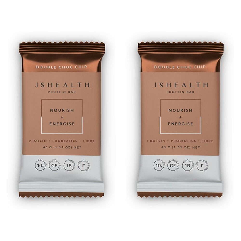JSHealth Protein Bar Nourish + Energise Double Choc Chip 45g x 12 Bundle of 2