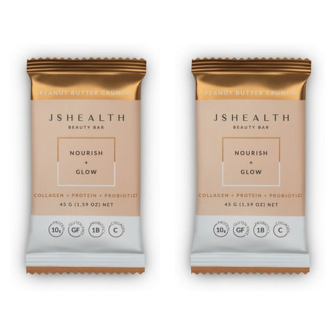 JSHealth Beauty Bar Nourish + Glow Peanut Butter Crunch 45g x 12 Bundle of 2