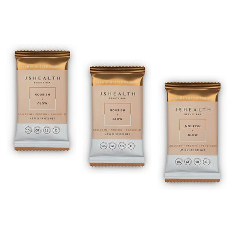 JSHealth Beauty Bar Nourish + Glow Peanut Butter Crunch 45g Pack of 3