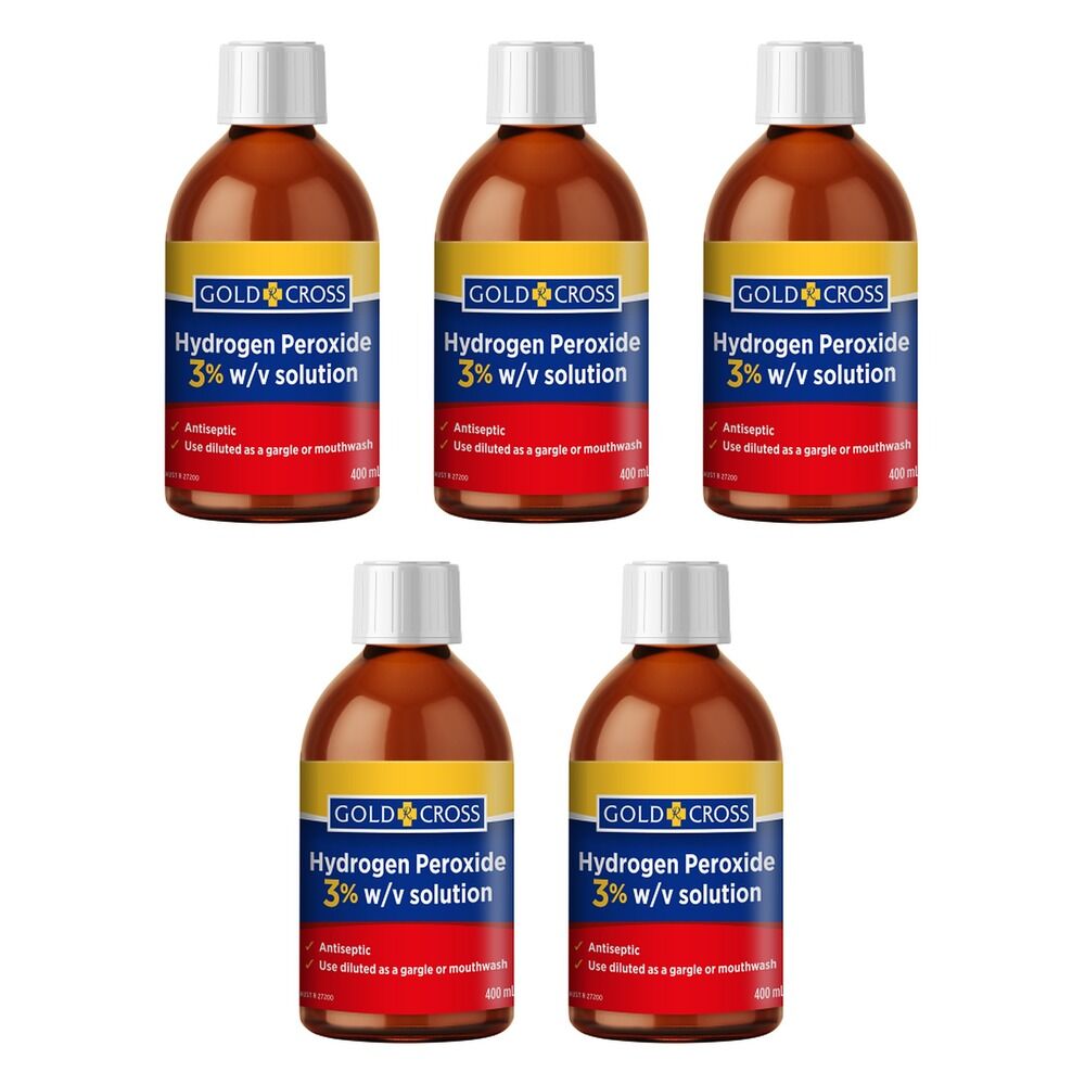 Goldx Hydrogen Peroxide 3% 400mL x 2 Bundle of 5