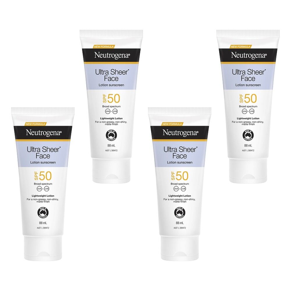 Neutrogena Ultra Sheer Face Lotion Sunscreen SPF50 88mL Pack of 4