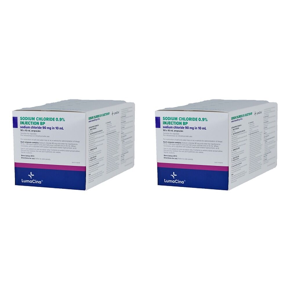 Sodium Chloride 0.9% Plastic Steriluer 10mL 50 Pack Bundle of 2