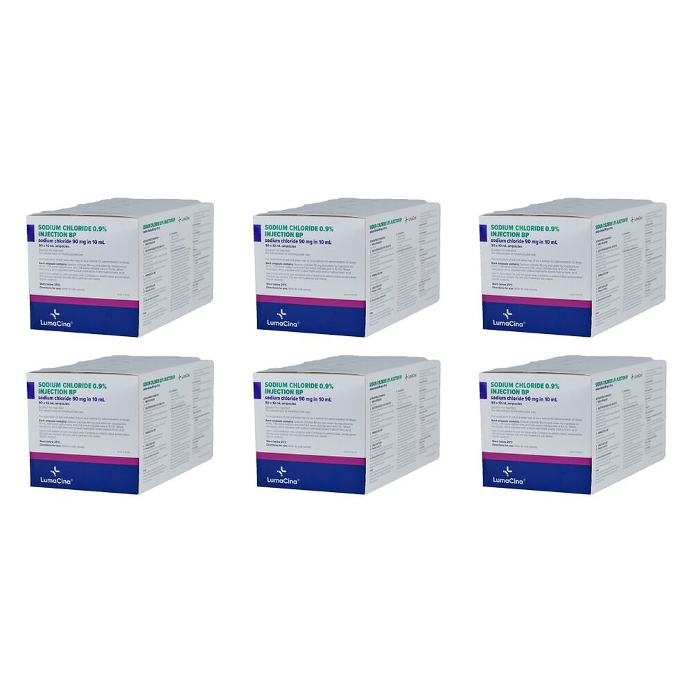 Sodium Chloride 0.9% Plastic Steriluer 10mL 50 Pack Bundle of 6