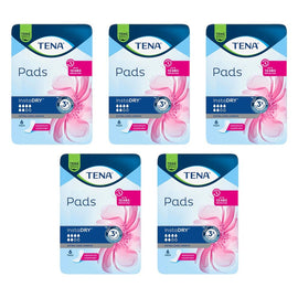 Tena InstaDry Extra Long Length Pads 6 Pack x 6 Bundle of 5
