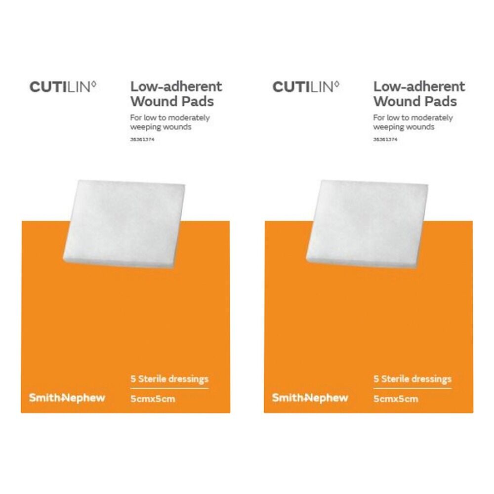 Cutilin Non-Stick Low Adherent Wound Pad 5cm x 5cm Sterile 5 Pack Bundle of 2