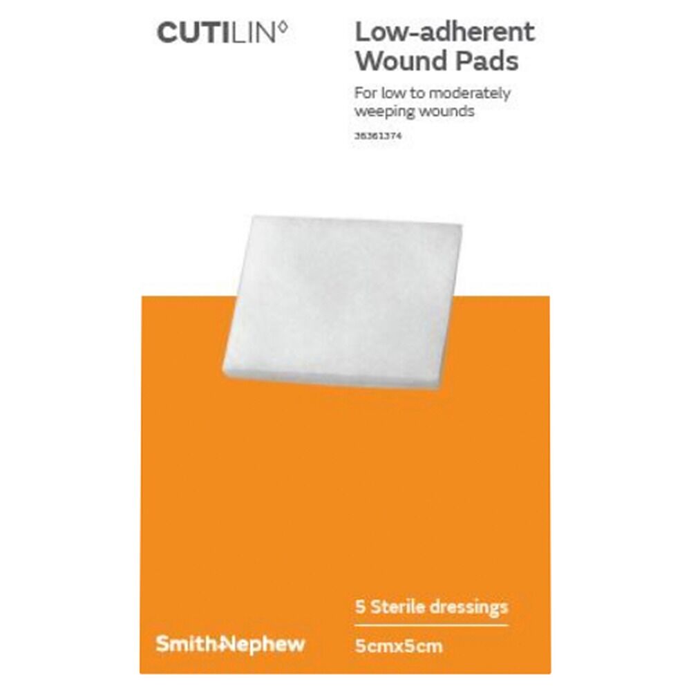 Cutilin Non-Stick Low Adherent Wound Pad 5cm x 5cm Sterile 5 Pack