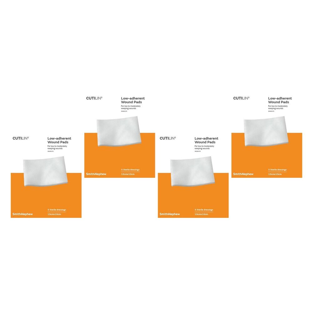 Cutilin Low-Adherent Wound Pads 10cm x 10cm 5 Pack Bundle of 4