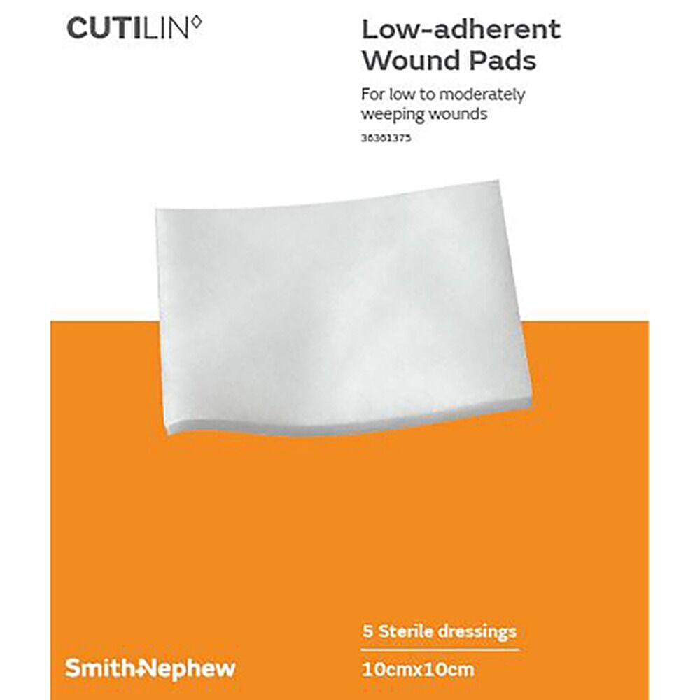 Cutilin Low-Adherent Wound Pads 10cm x 10cm 5 Pack