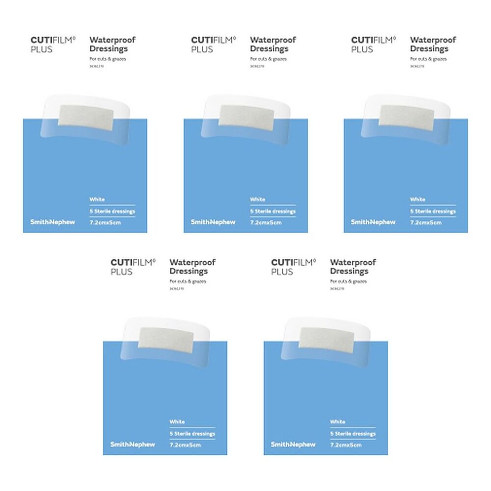 Cutifilm Waterproof Dressings 5cm x 7.2cm 5 Pack Bundle of 5
