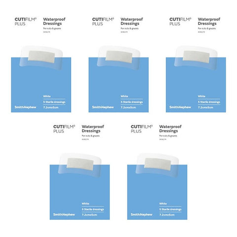 Cutifilm Waterproof Dressings 5cm x 7.2cm 5 Pack Bundle of 5