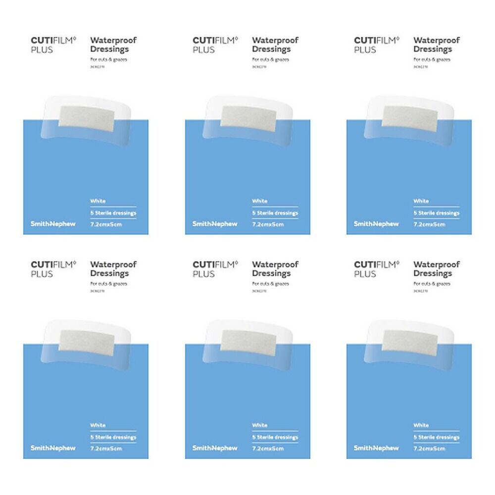 Cutifilm Waterproof Dressings 5cm x 7.2cm 5 Pack Bundle of 6
