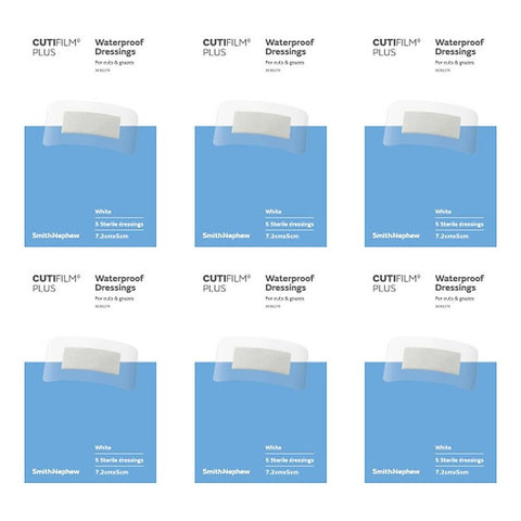 Cutifilm Waterproof Dressings 5cm x 7.2cm 5 Pack Bundle of 6
