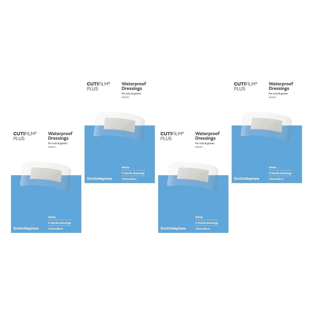 Cutifilm Plus Waterproof Dressings 8cm x 10cm 5 Pack Bundle of 4