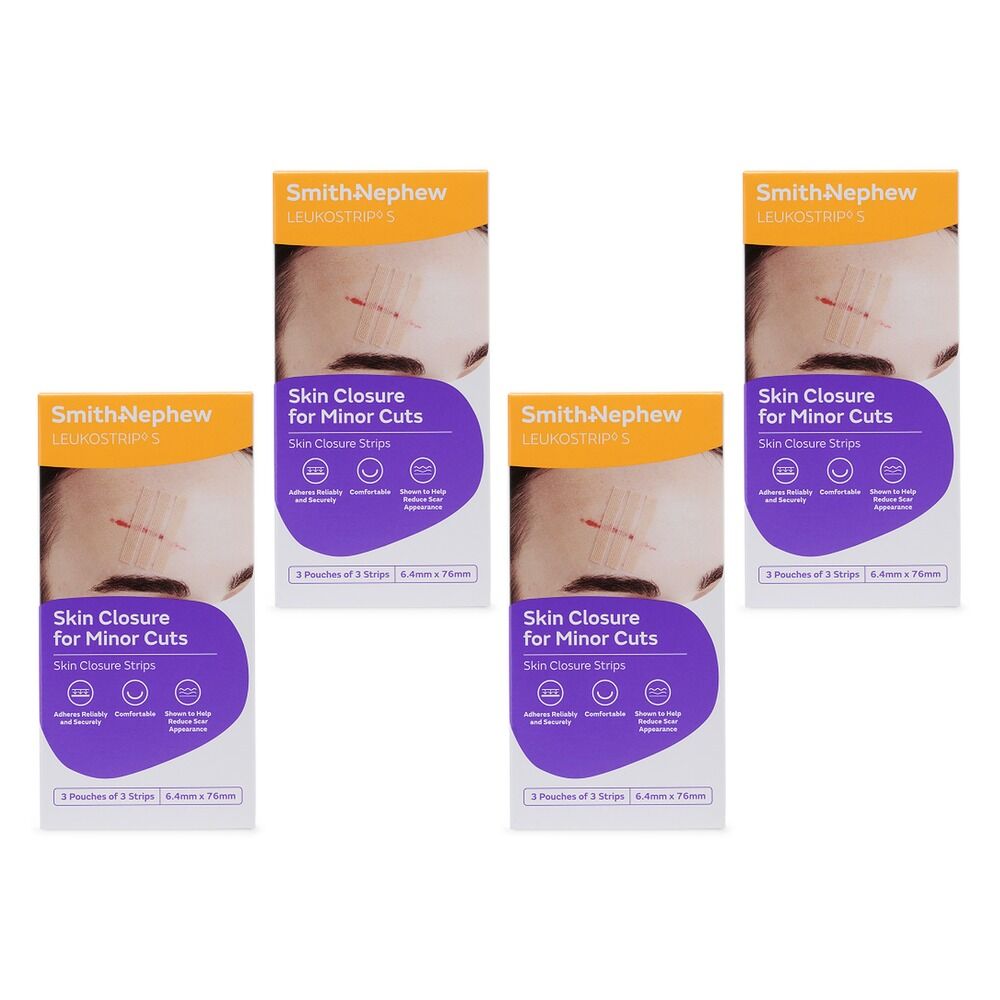 Leuko Leukostrip Wound Closure Strips 6.4mm x 76mm 3 x 3 Pack Bundle of 4