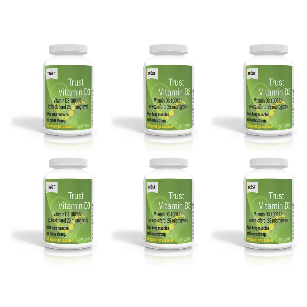 Trust Vit D3 1000IU Capsules 300 Pack Bundle of 6