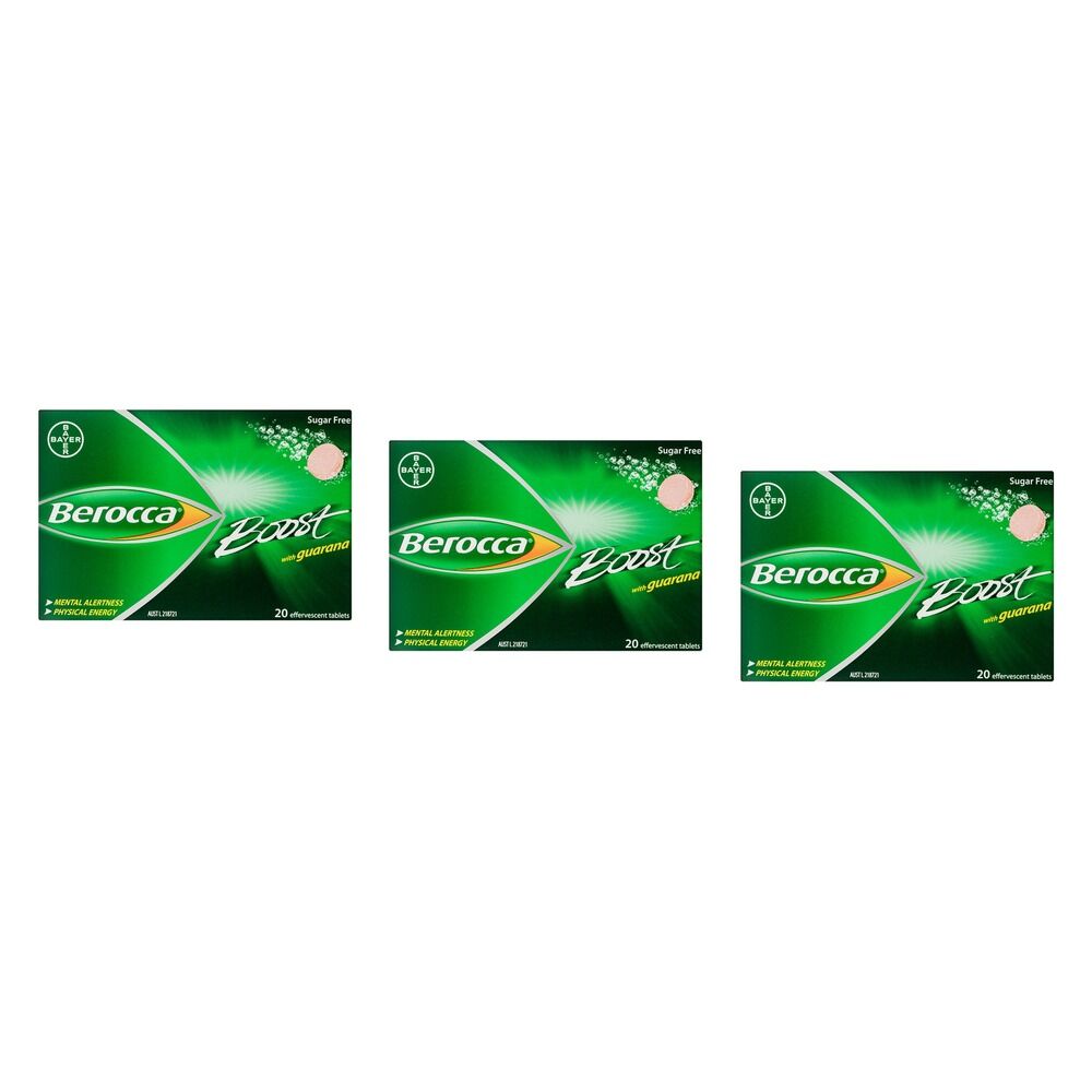 Berocca Boost Energy Vitamin With Guarana Effervescent Tablets 20 Bundle of 3