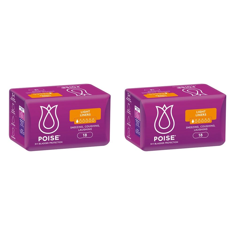 Poise Light Liners 18 Pack x 8 Bundle of 2