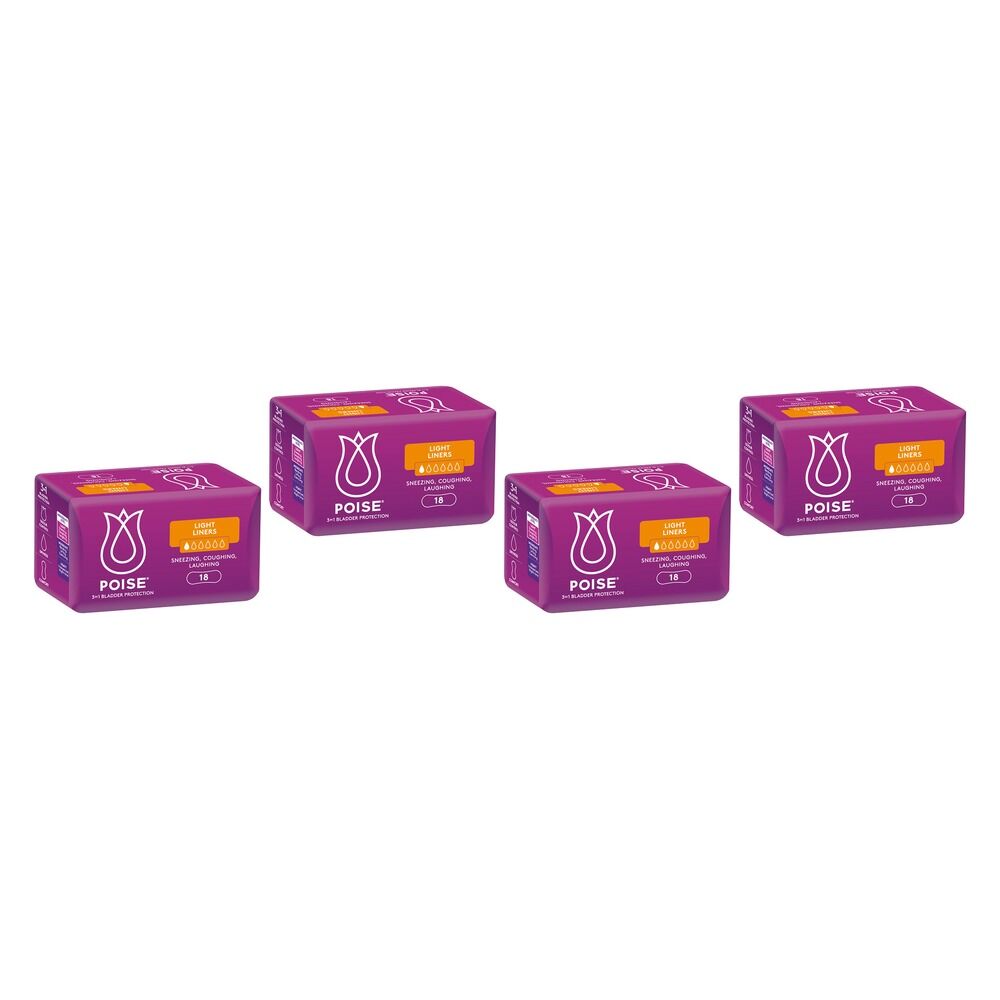 Poise Light Liners 18 Pack x 8 Bundle of 4