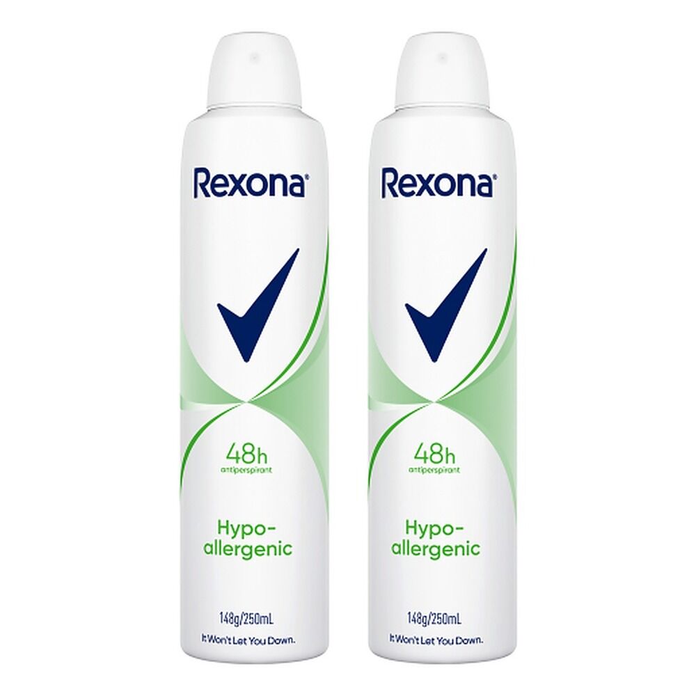 Rexona Women Antiperspirant Aerosol Deodorant Hypo-Allergenic 250mL Pack of 2