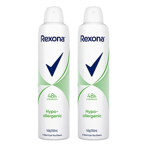 Rexona Women Antiperspirant Aerosol Deodorant Hypo-Allergenic 250mL Pack of 2