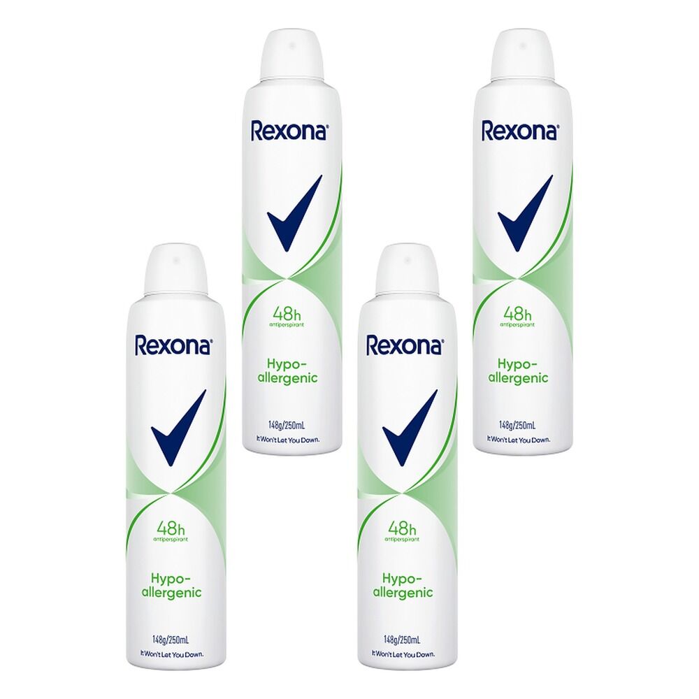 Rexona Women Antiperspirant Aerosol Deodorant Hypo-Allergenic 250mL Pack of 4