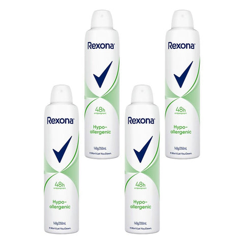 Rexona Women Antiperspirant Aerosol Deodorant Hypo-Allergenic 250mL Pack of 4