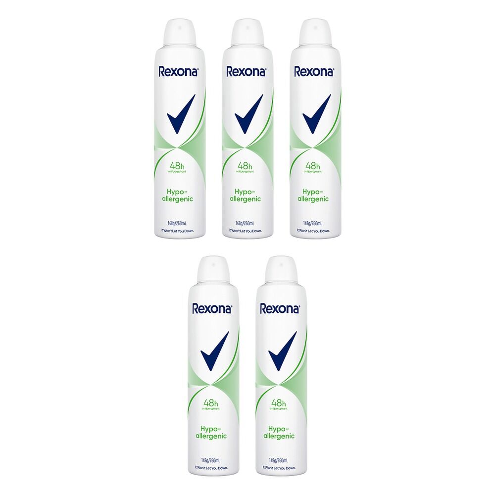 Rexona Women Antiperspirant Aerosol Deodorant Hypo-Allergenic 250mL Pack of 5