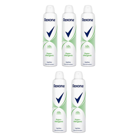 Rexona Women Antiperspirant Aerosol Deodorant Hypo-Allergenic 250mL Pack of 5