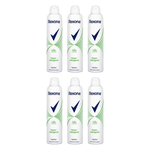 Rexona Women Antiperspirant Aerosol Deodorant Hypo-Allergenic 250mL Pack of 6