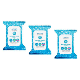Ocean Healthcare Antibacterial Wipes 30 Pack x 6 Bundle of 3