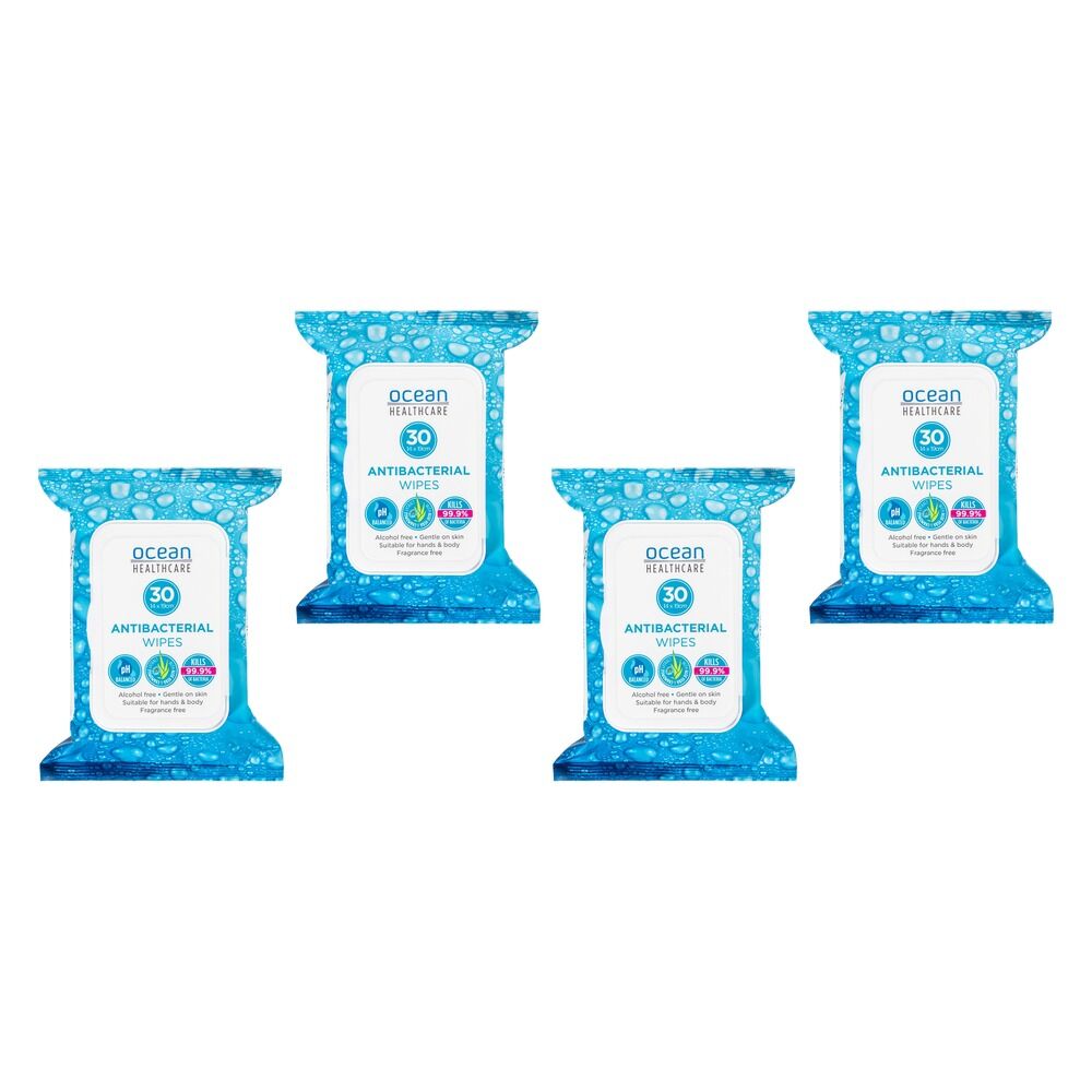 Ocean Healthcare Antibacterial Wipes 30 Pack x 6 Bundle of 4