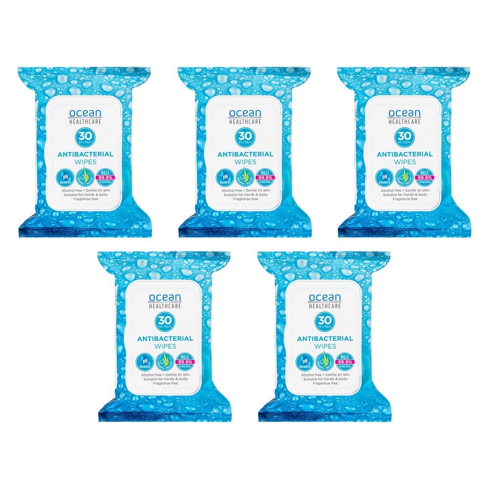 Ocean Healthcare Antibacterial Wipes 30 Pack x 6 Bundle of 5