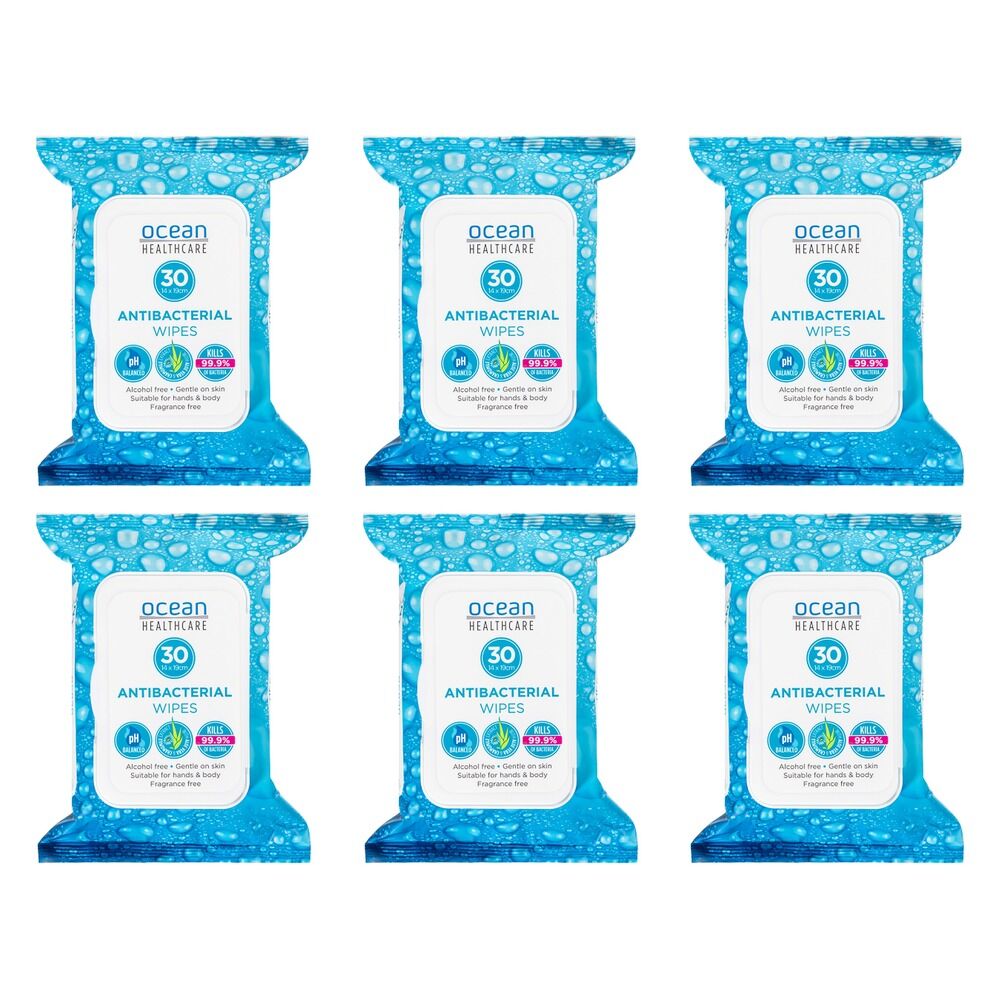 Ocean Healthcare Antibacterial Wipes 30 Pack x 6 Bundle of 6