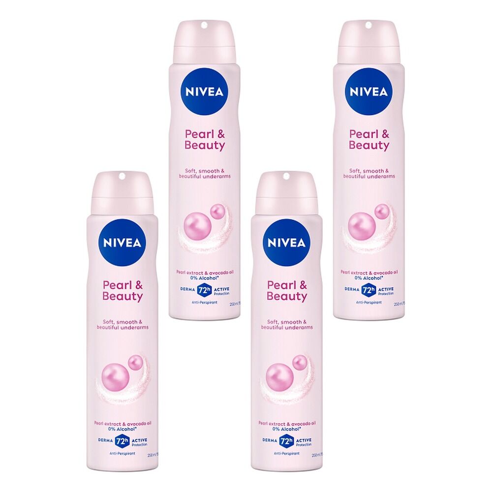 NIVEA Pearl & Beauty 72H Anti-Perspirant 250mL Pack of 4