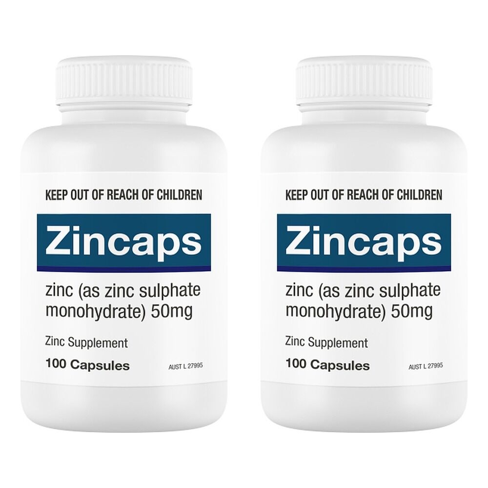 Zincaps Zinc Capsules 50mg 100 Capsules Pack of 2