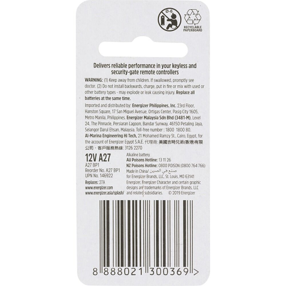 Energizer A27 Alkaline Battery