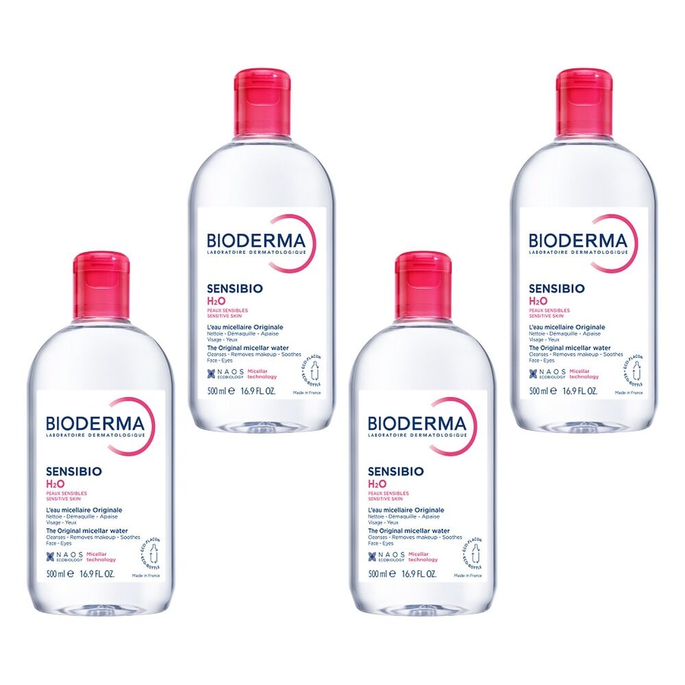 Bioderma Sensibio H2O Soothing Micellar Water Cleanser 500mL Pack of 4